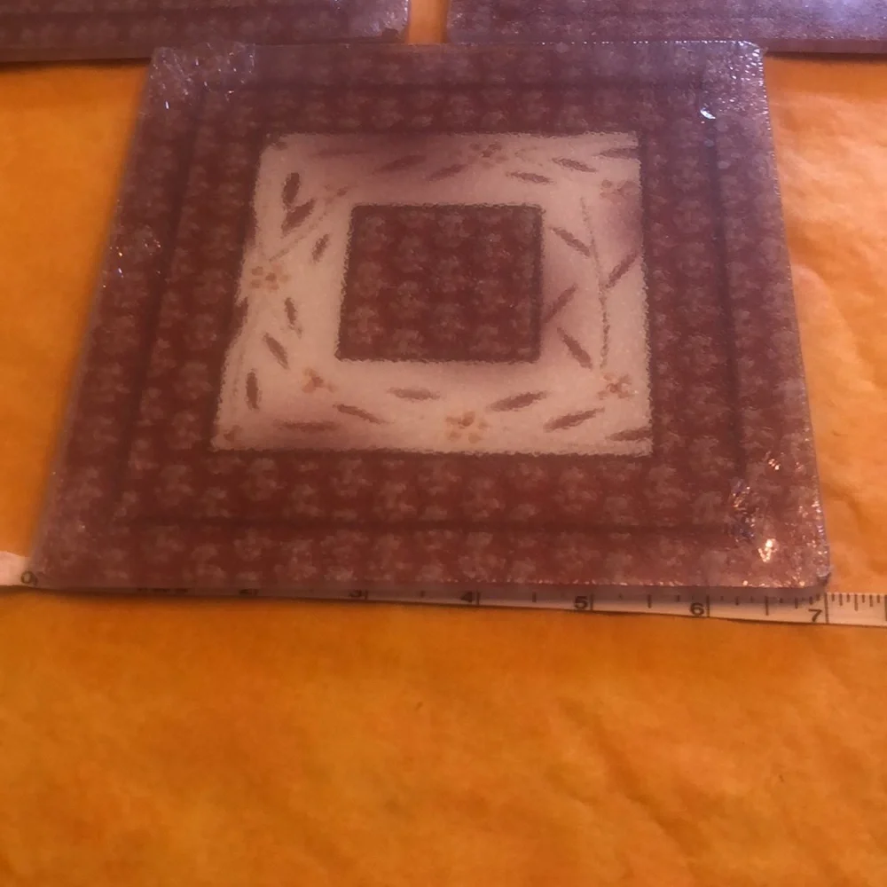 New in Wrappings Temptations Old World -  Set Of 3 Red Glass Trivets